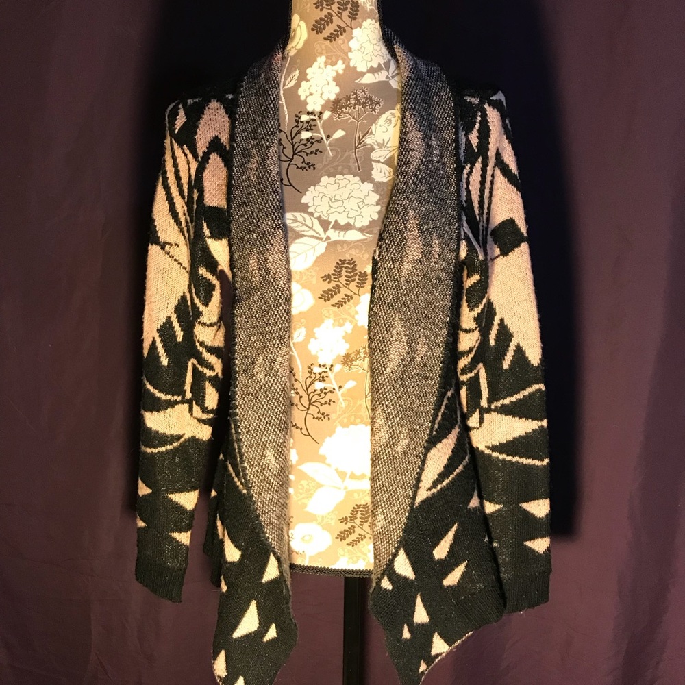 Warm pink and black tribal cardigan